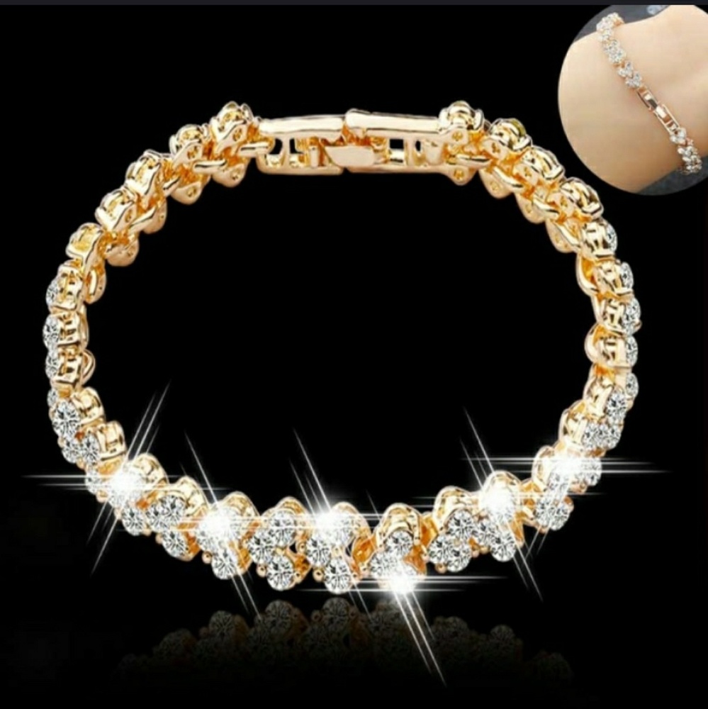 Roman crystal diamond cuff bracelet